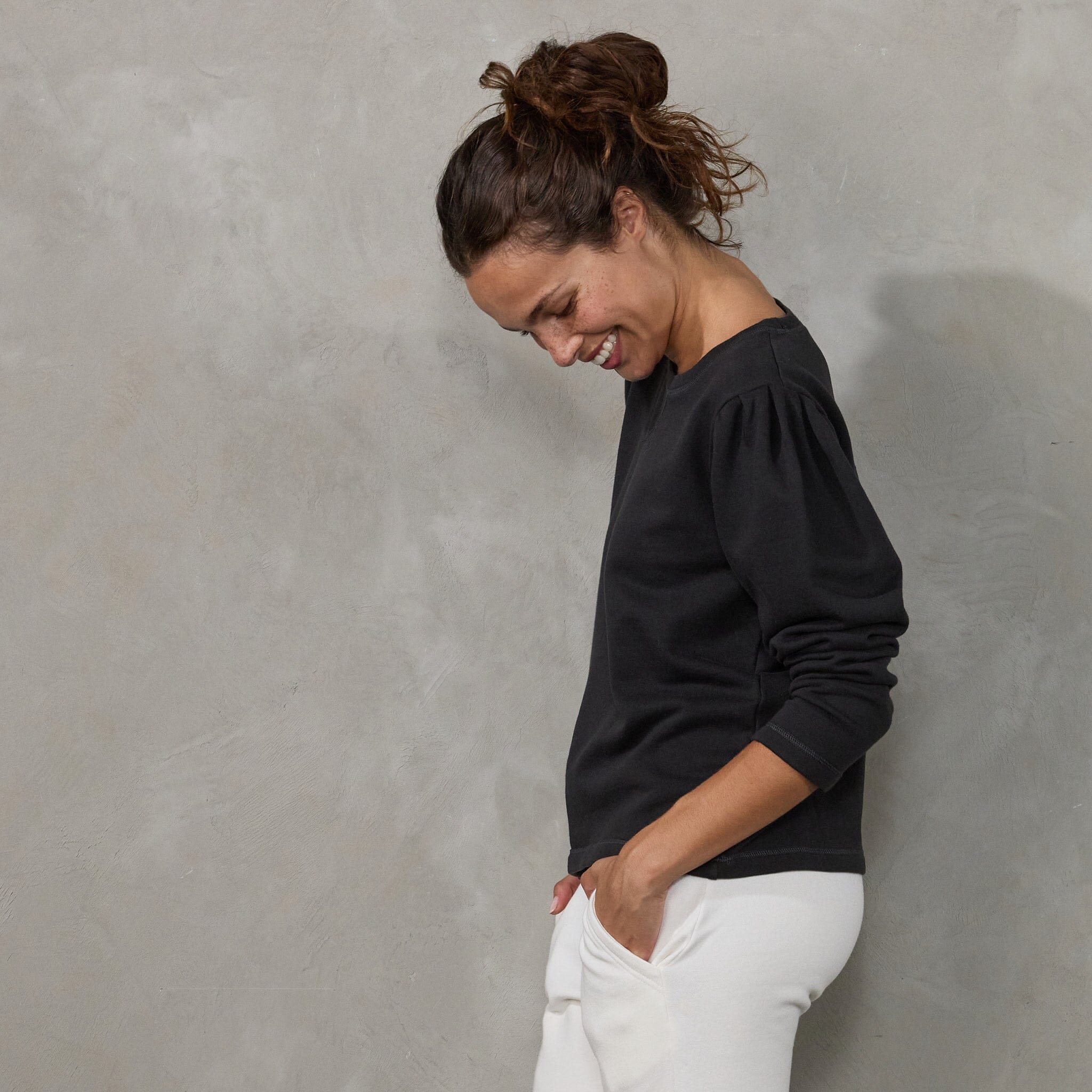 Puff Sweater Black Sweater Organic Crew 