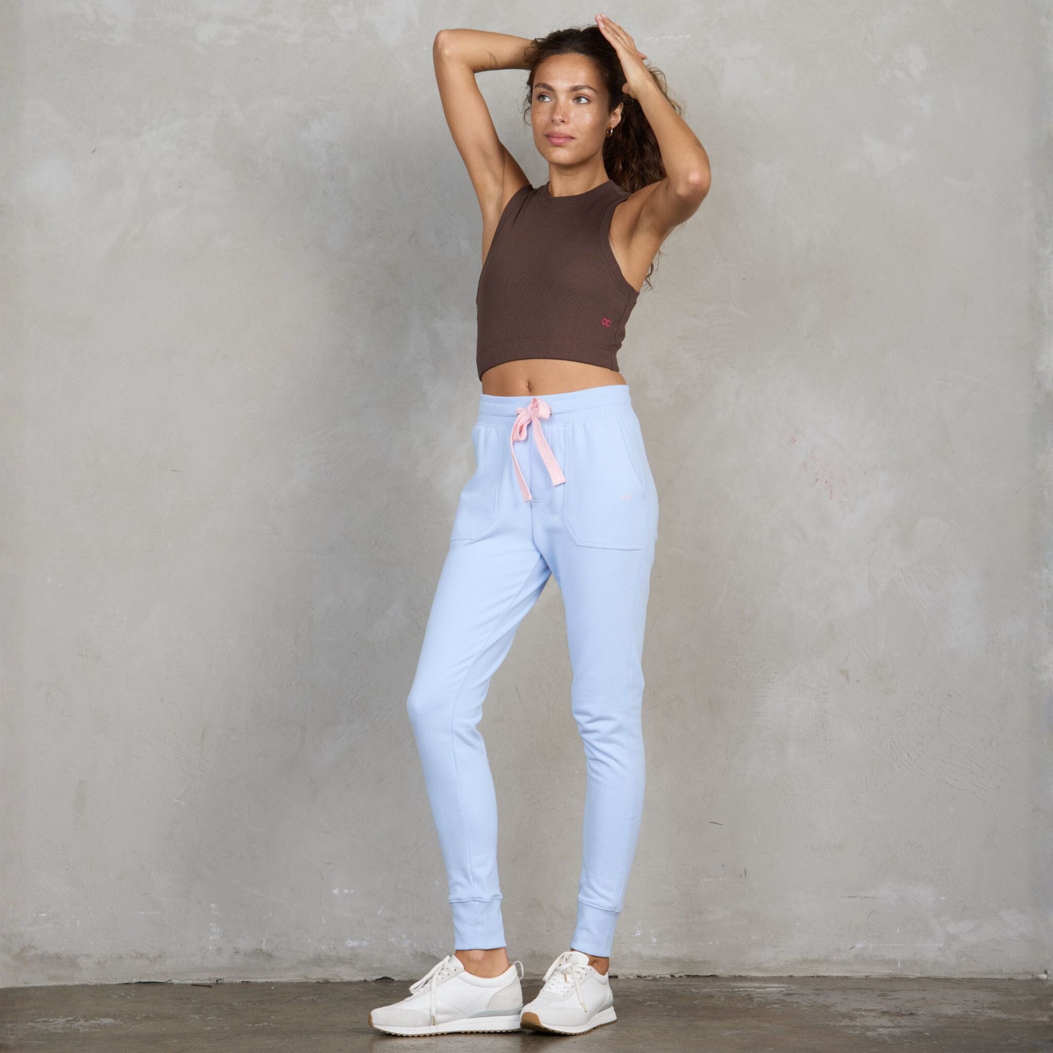 Chloe Organic Cotton Lux Touch Jogger Baby Blue pants Organic Crew 