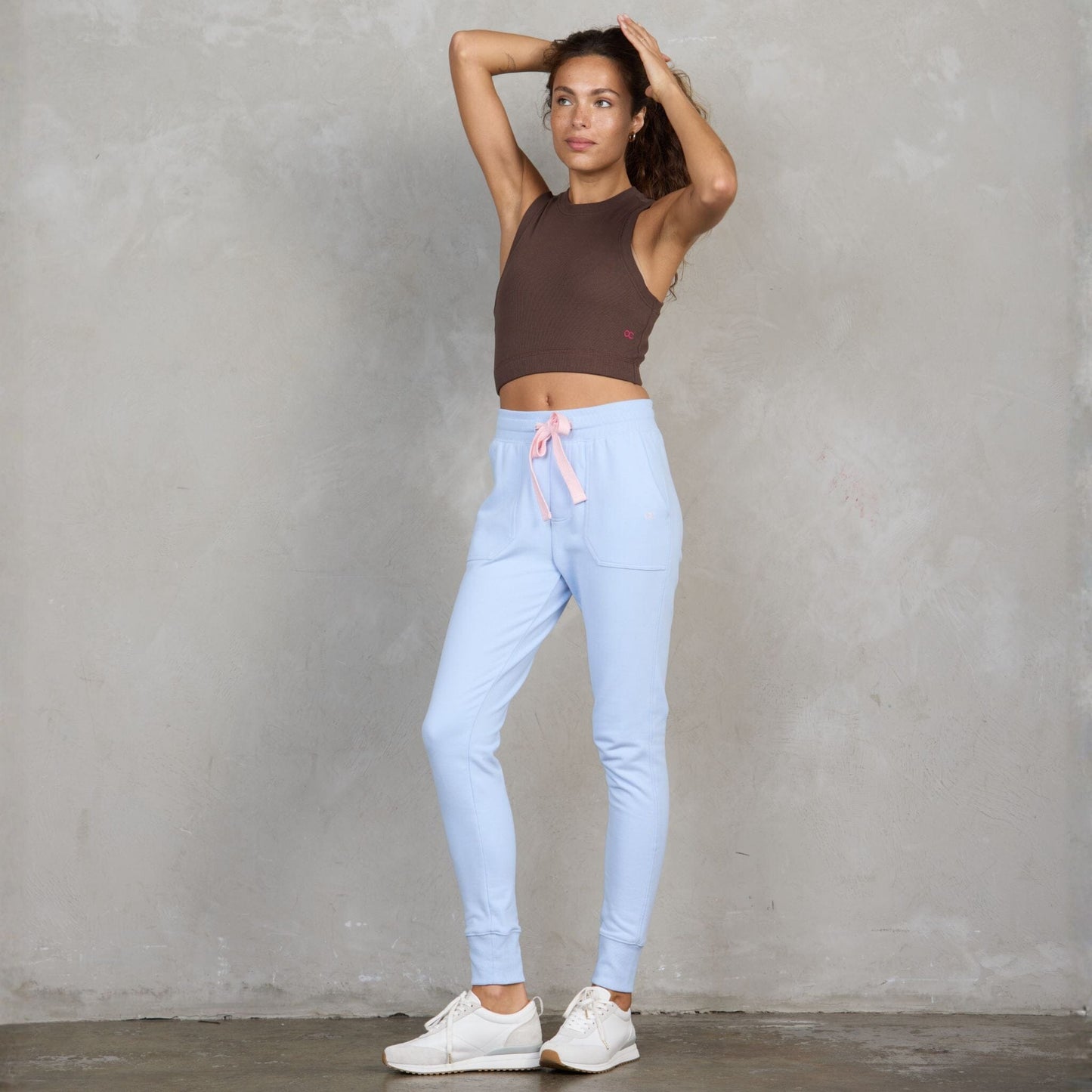 Chloe Organic Cotton Lux Touch Jogger Baby Blue pants Organic Crew 