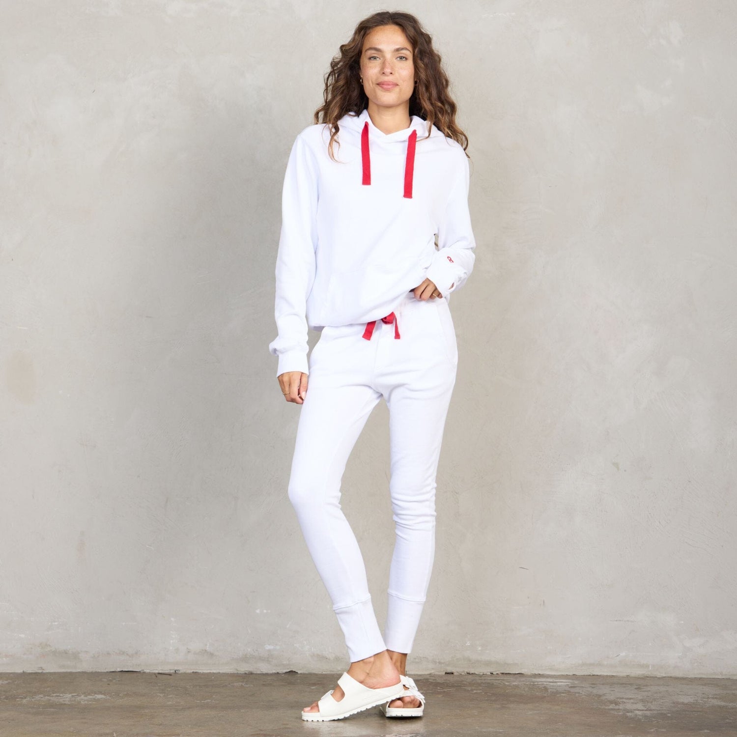 Crew Pant Organic Cotton White with Red Contrast pants Organic Crew 