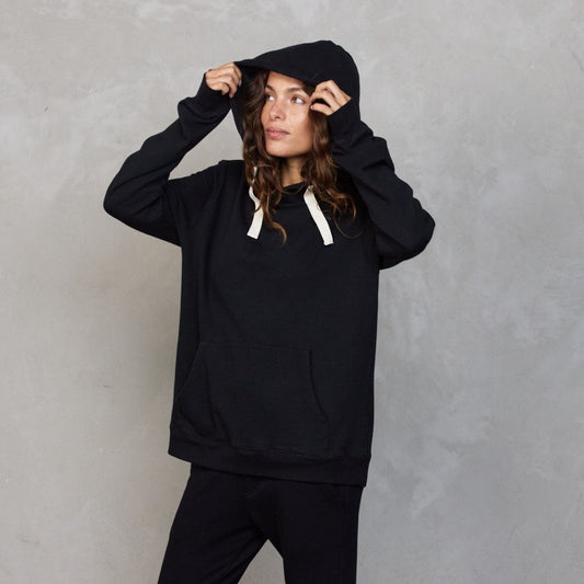 Hoodie Black Sweater Organic Crew