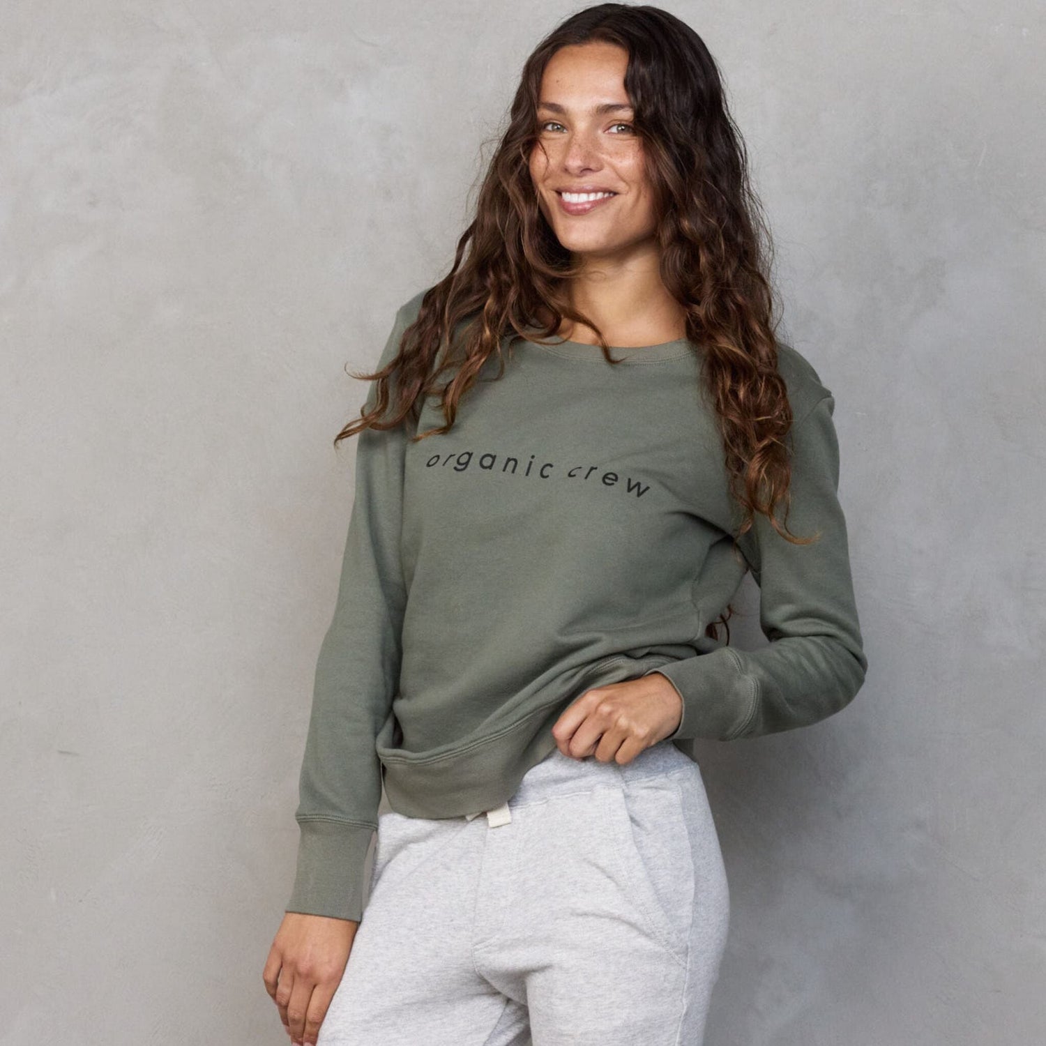 Boyfriend Sweater Khaki OC Sweater Organic Crew 