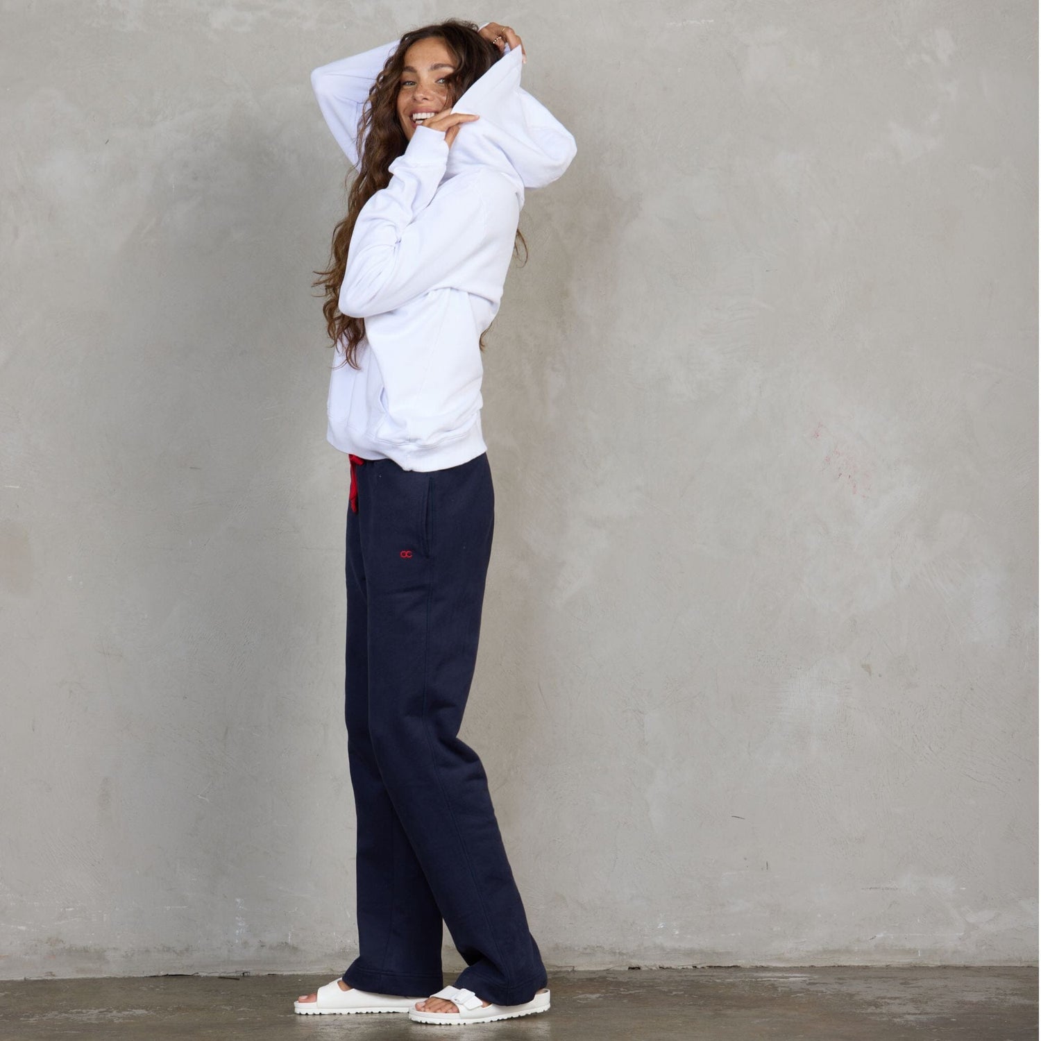 Chloe Organic Cotton Lux Touch Straight Leg Pant Navy pants Organic Crew 