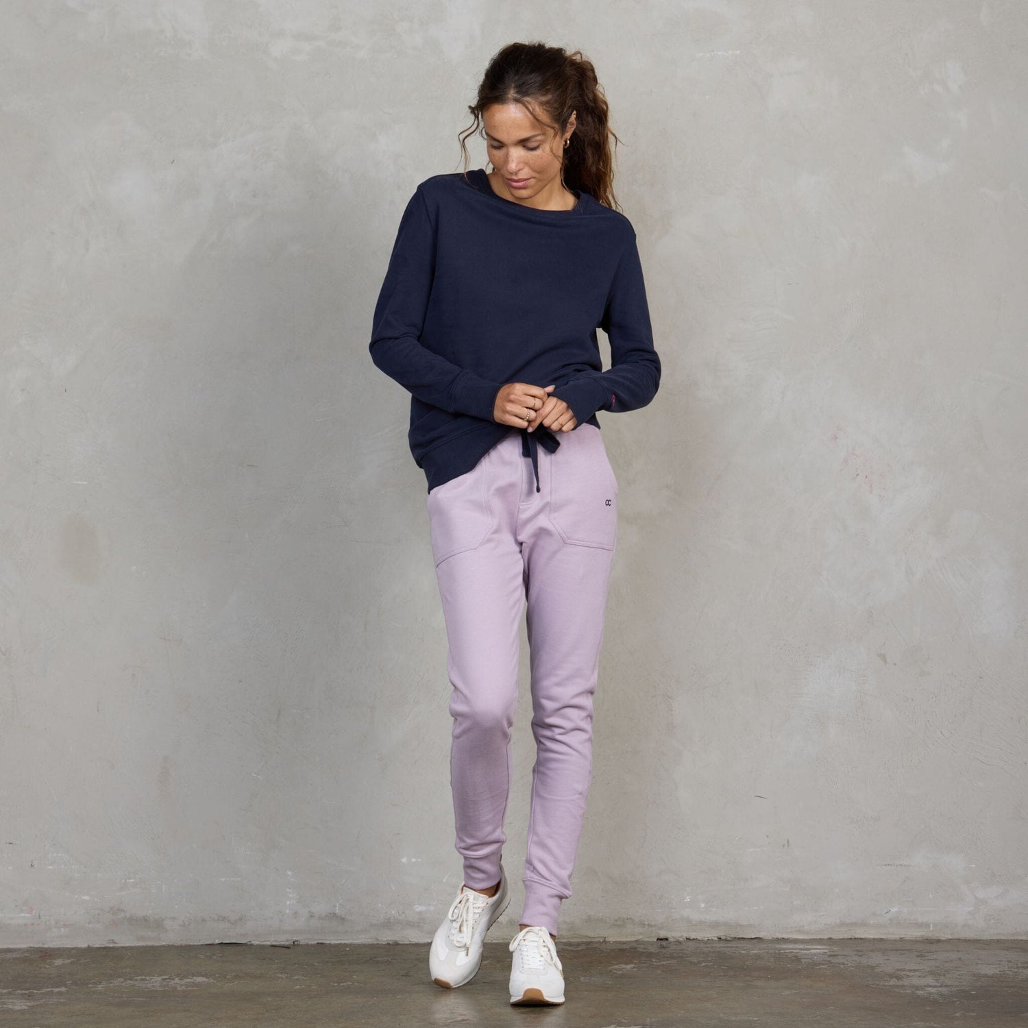 Chloe Organic Cotton Lux Touch Jogger Dusty Rose pants Organic Crew 