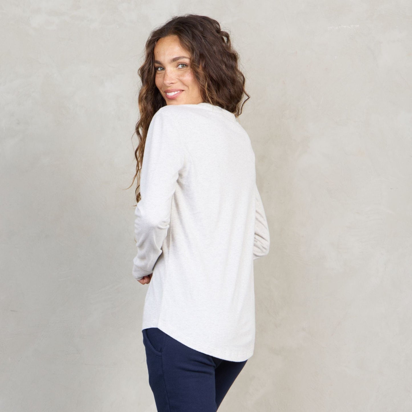 Lily Organic Cotton Long Sleeve Tee Grey Marle l/s tee Organic Crew 