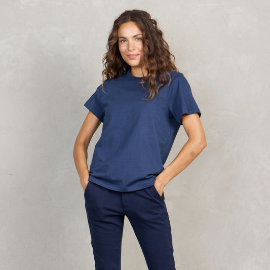 Boyfriend Organic Cotton Tee Navy Tee Shirt Organic Crew 