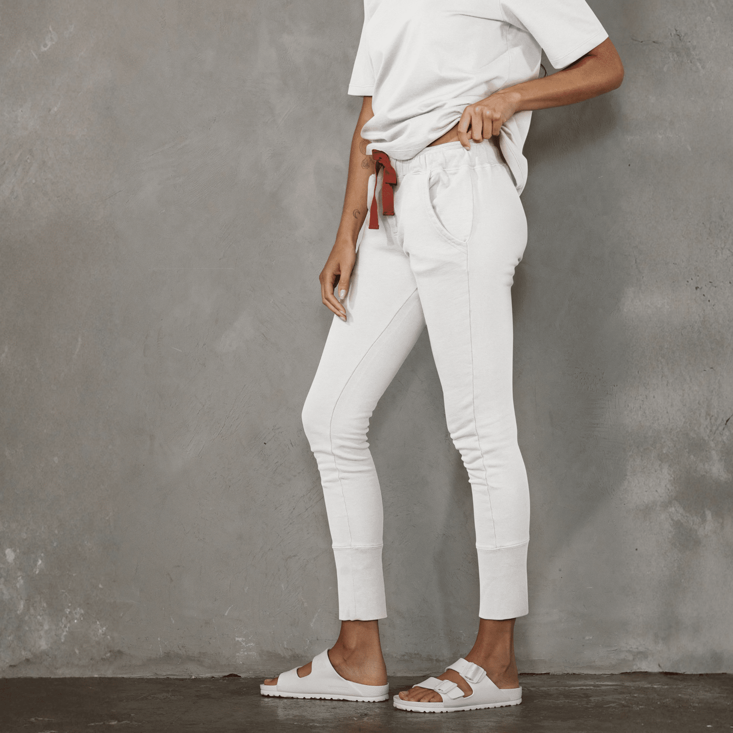 Crew Pant White with Contrast Red Drawstring pants Organic Crew 