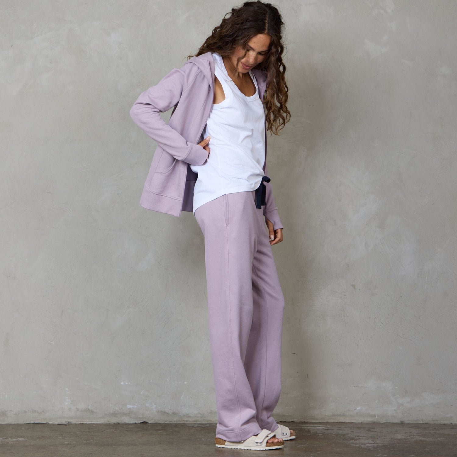 Chloe Organic Cotton Lux Touch Straight Leg Pant Dusty Rose pants Organic Crew 