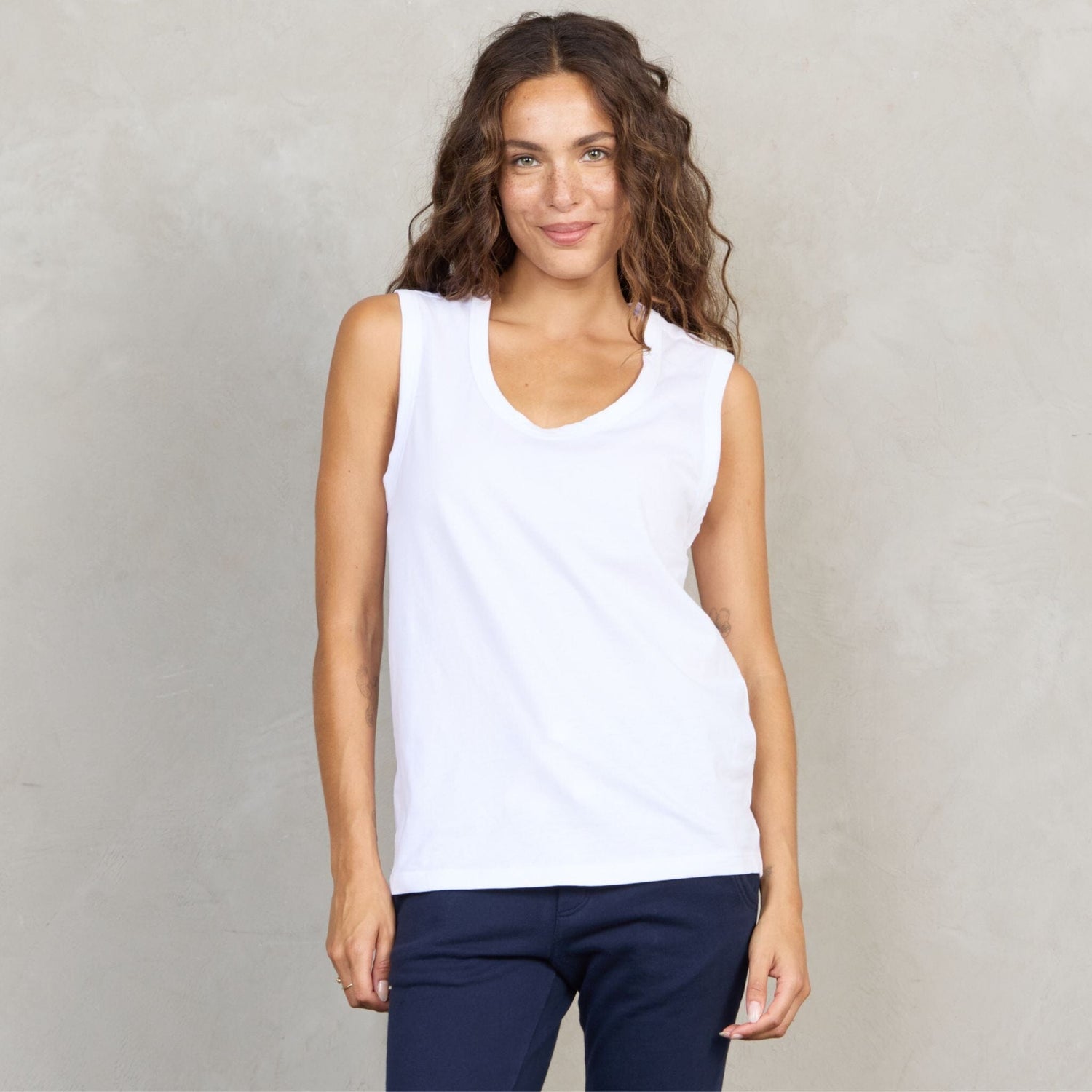 George Organic Cotton Soft Versatile Tank White Tank Organic Crew 