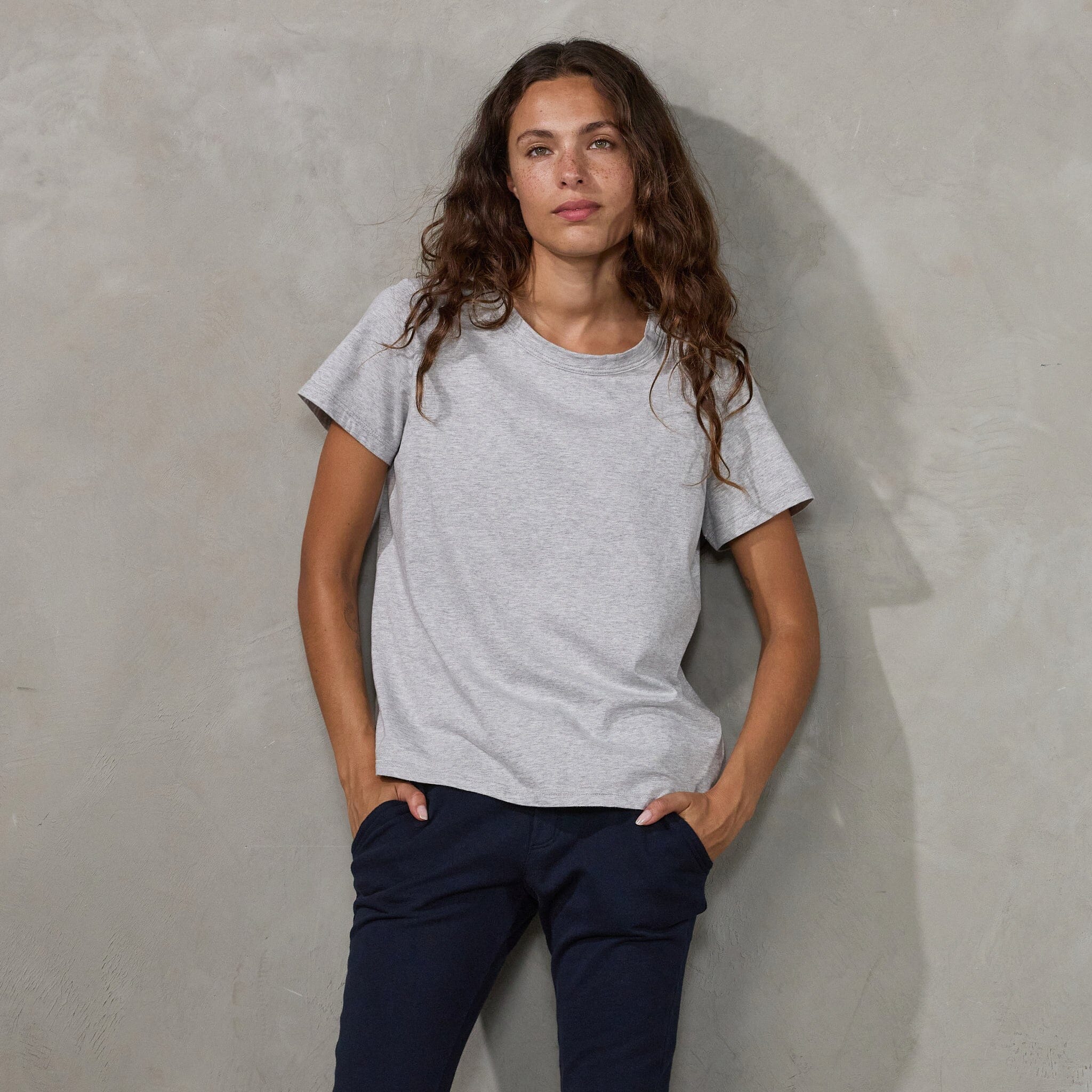 Boyfriend Tee Grey Tee Shirt Organic Crew 