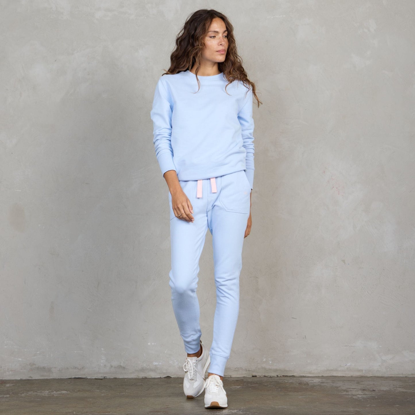 Chloe Organic Cotton Lux Touch Jogger Baby Blue pants Organic Crew 