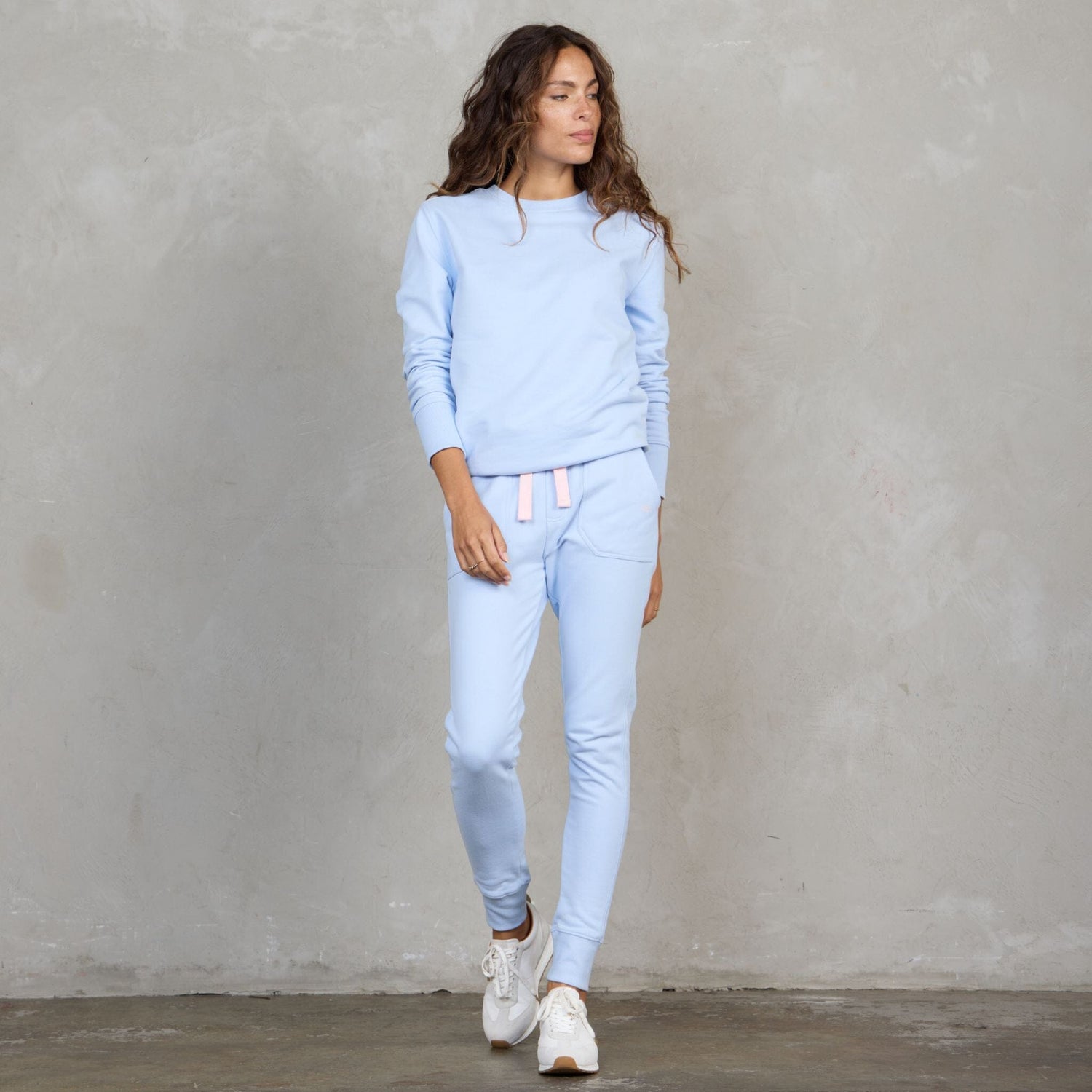 Chloe Organic Cotton Lux Touch Jogger Baby Blue pants Organic Crew 