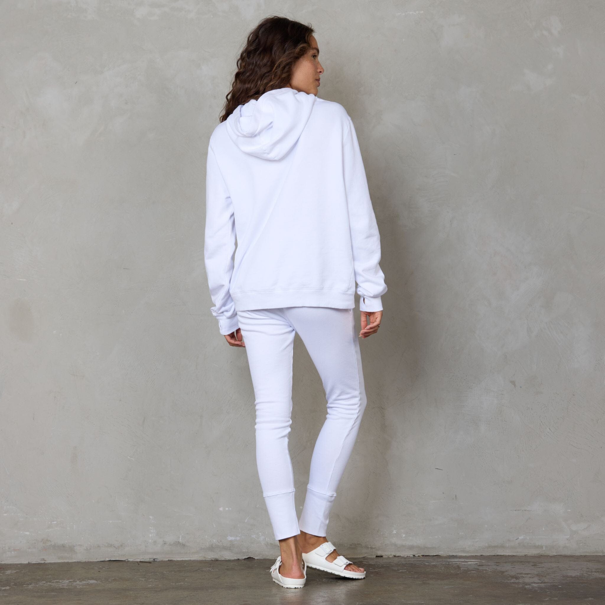 Slouchy Organic Cotton Hoodie White With Red Drawstring Sweater Organic Crew 