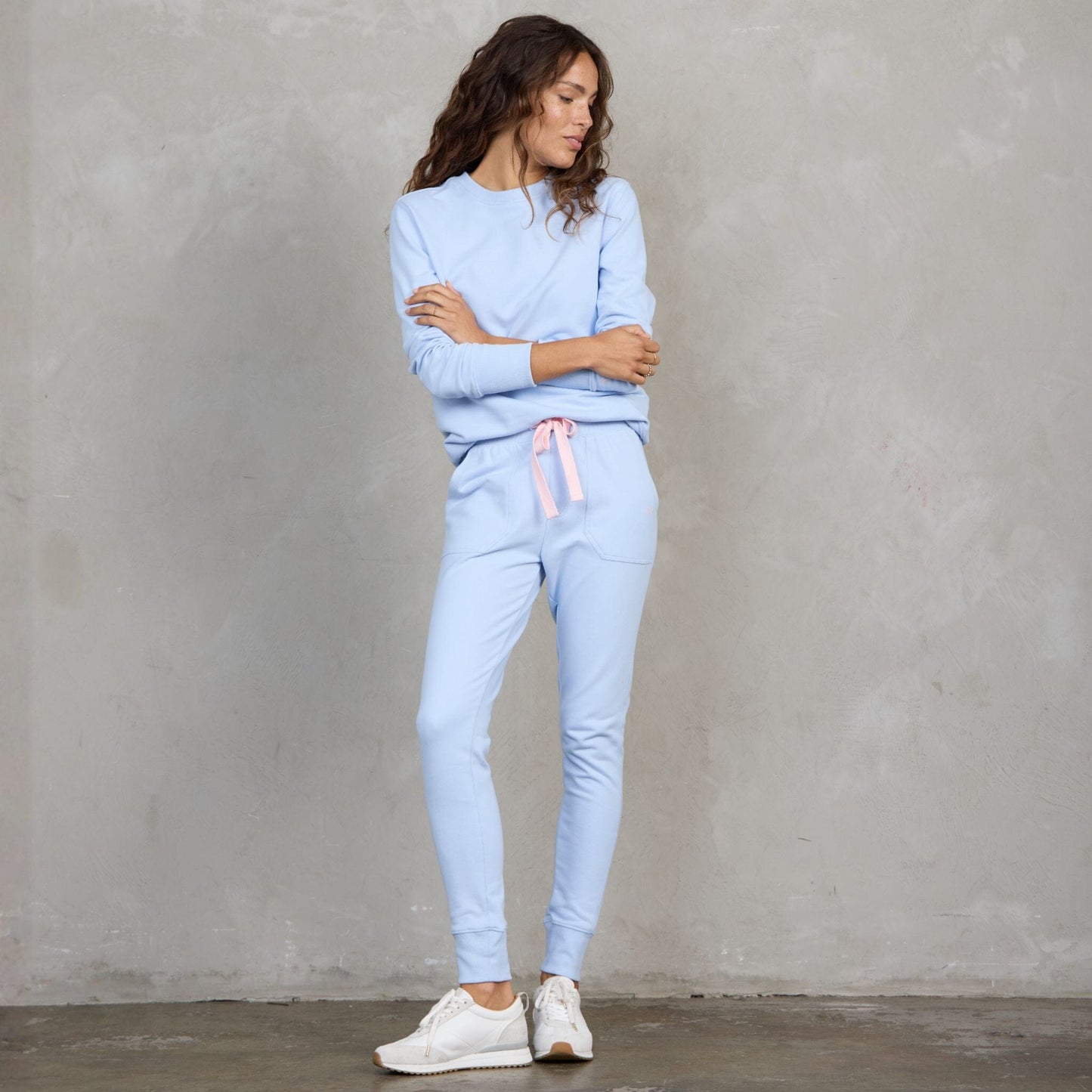 Chloe Organic Cotton Lux Touch Jogger Baby Blue pants Organic Crew 