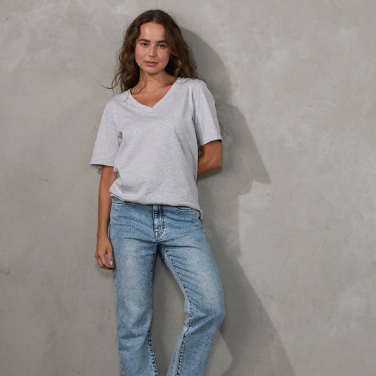 Vie Tee Grey Tee Shirt Organic Crew