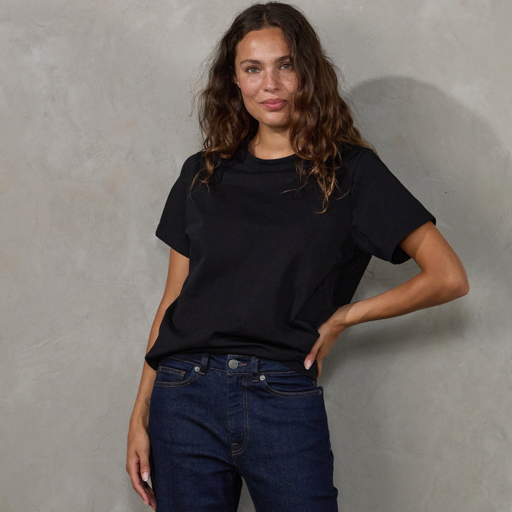 Boyfriend Tee Black Tee Shirt Organic Crew 