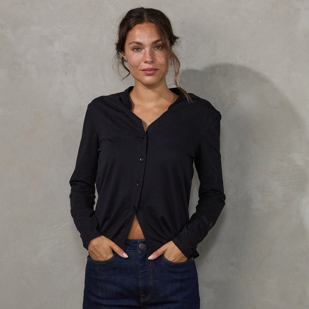 STICKS STITCH ORGANIC LONG SLEEVE / BLACK [20%OFF]
