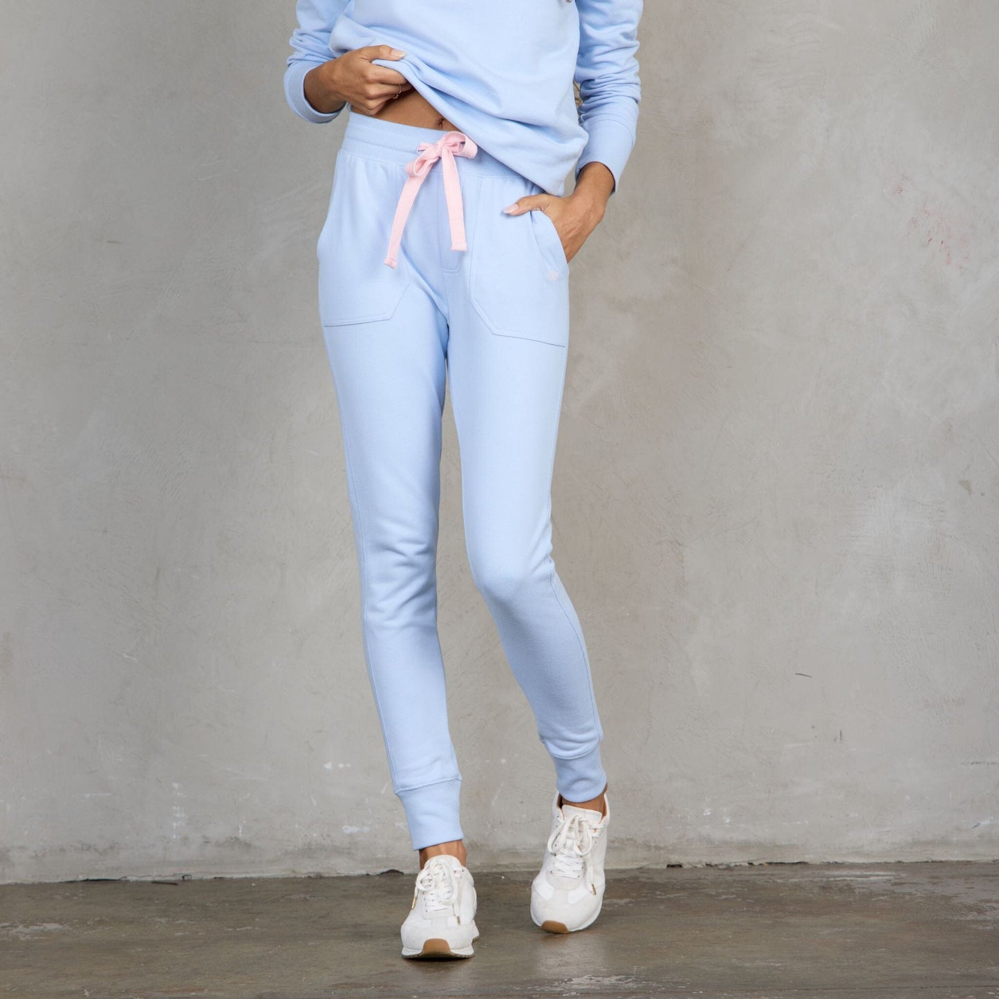 Chloe Organic Cotton Lux Touch Jogger Baby Blue pants Organic Crew 