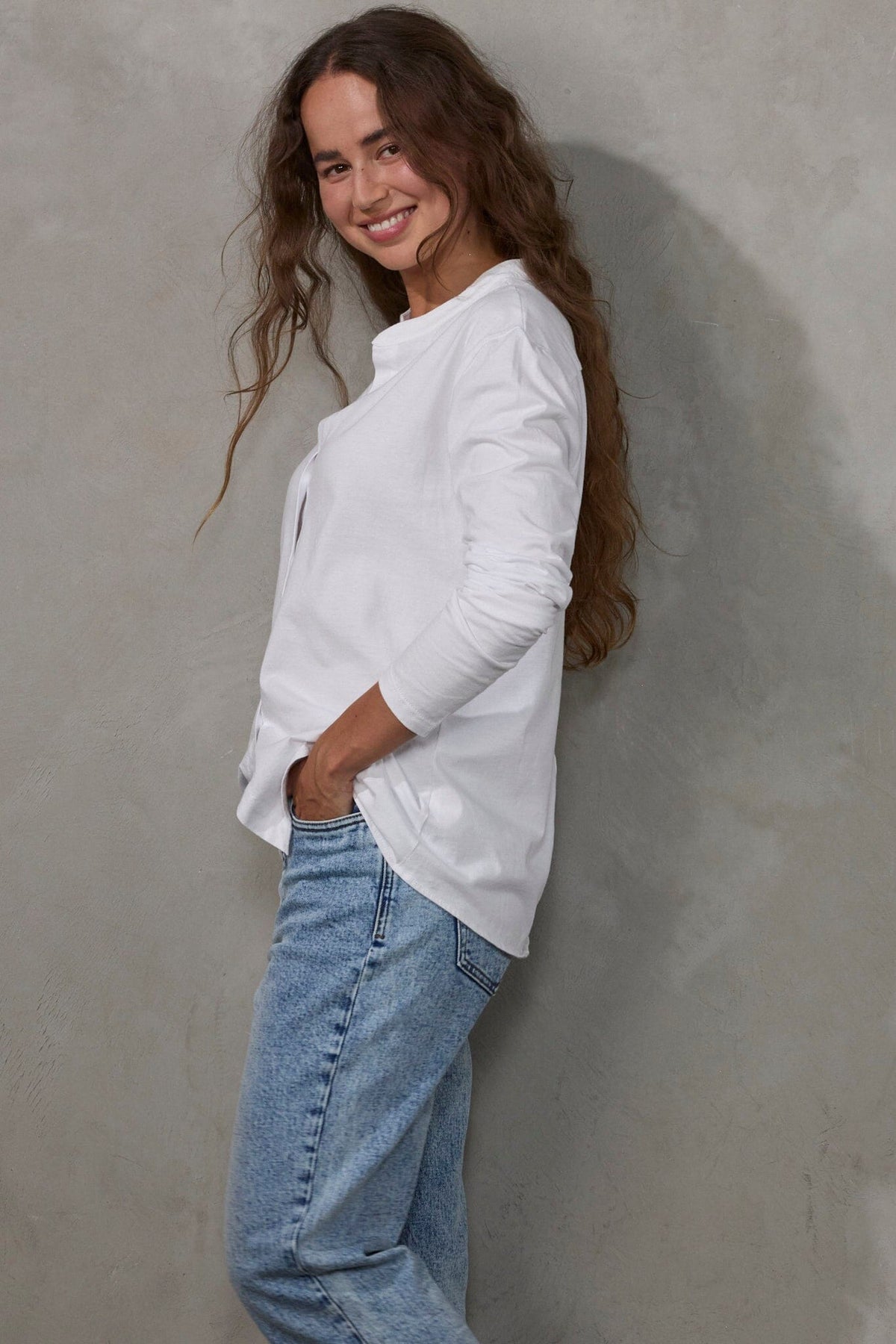 Button Through Shirt White Shirt Organic Crew 