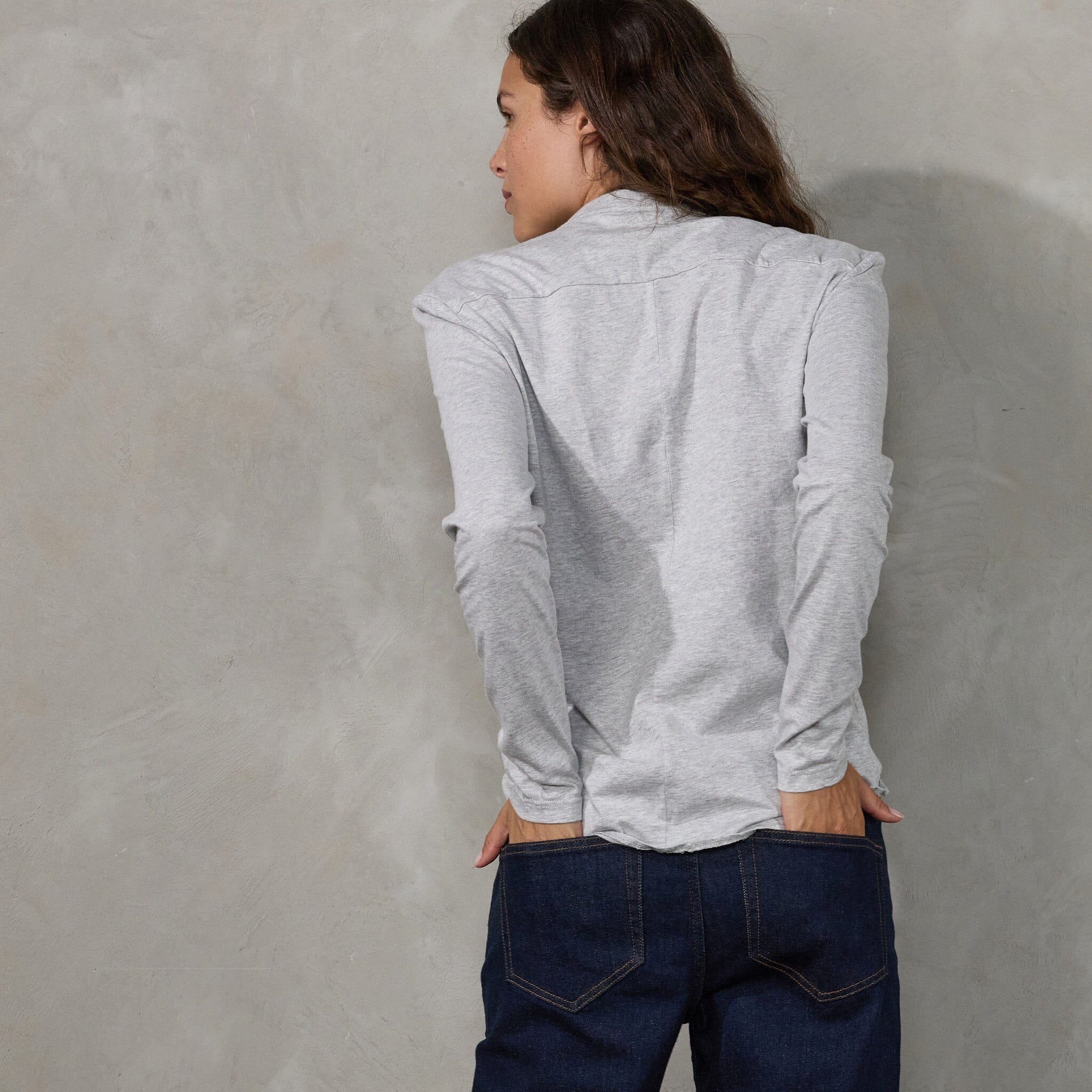 Button Through Shirt Grey Shirt Organic Crew 