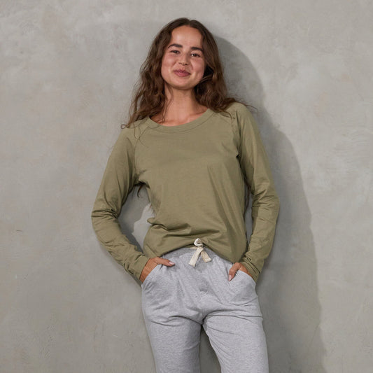 Layer Me Long Sleeve Tee Khaki l/s tee Organic Crew 