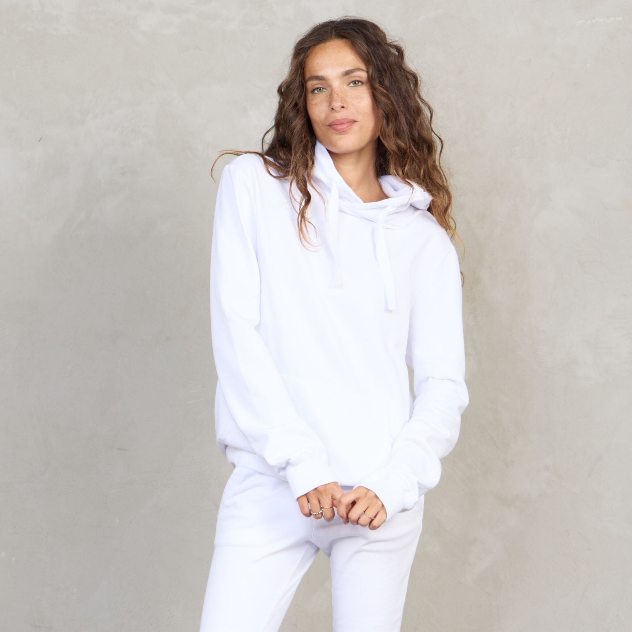 Slouchy Organic Cotton Hoodie White Sweater Organic Crew 