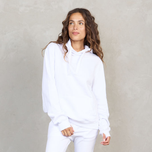 Slouchy Organic Cotton Hoodie White Sweater Organic Crew