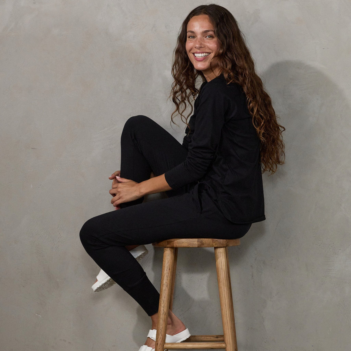 Lounge Pant Black (natural drawstring) pants Organic Crew 