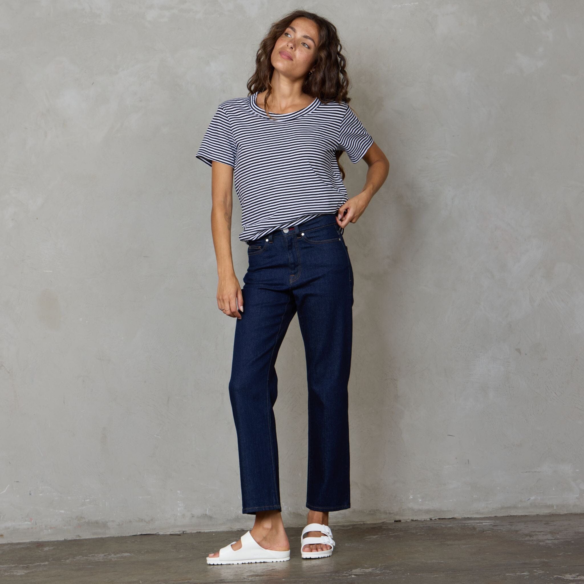 Super Relaxed Organic Cotton Tee Black Fine Stripe Tee Shirt Organic Crew 
