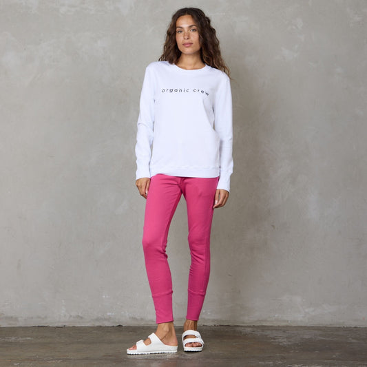 Boyfriend Organic Cotton Sweater Logo White Sweater Organic Crew 