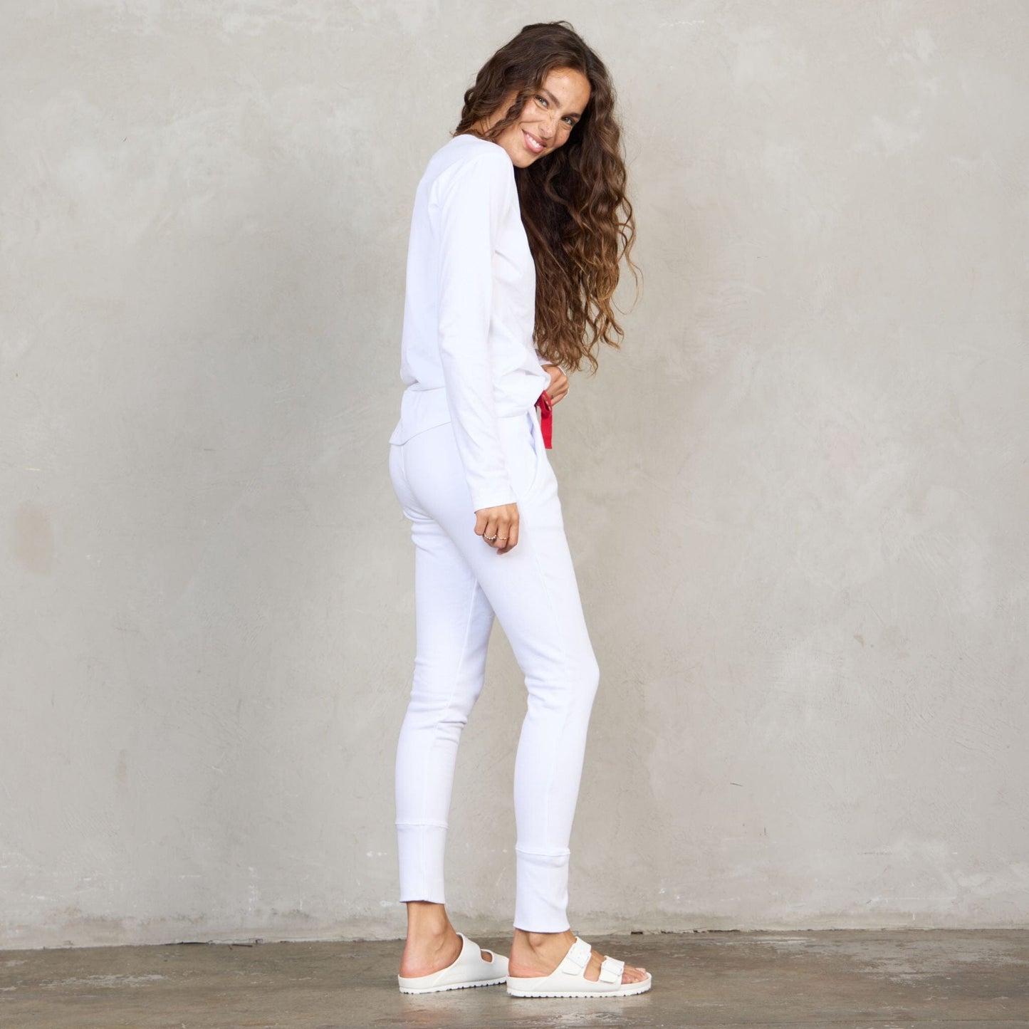 Crew Pant Organic Cotton White with Red Contrast pants Organic Crew 