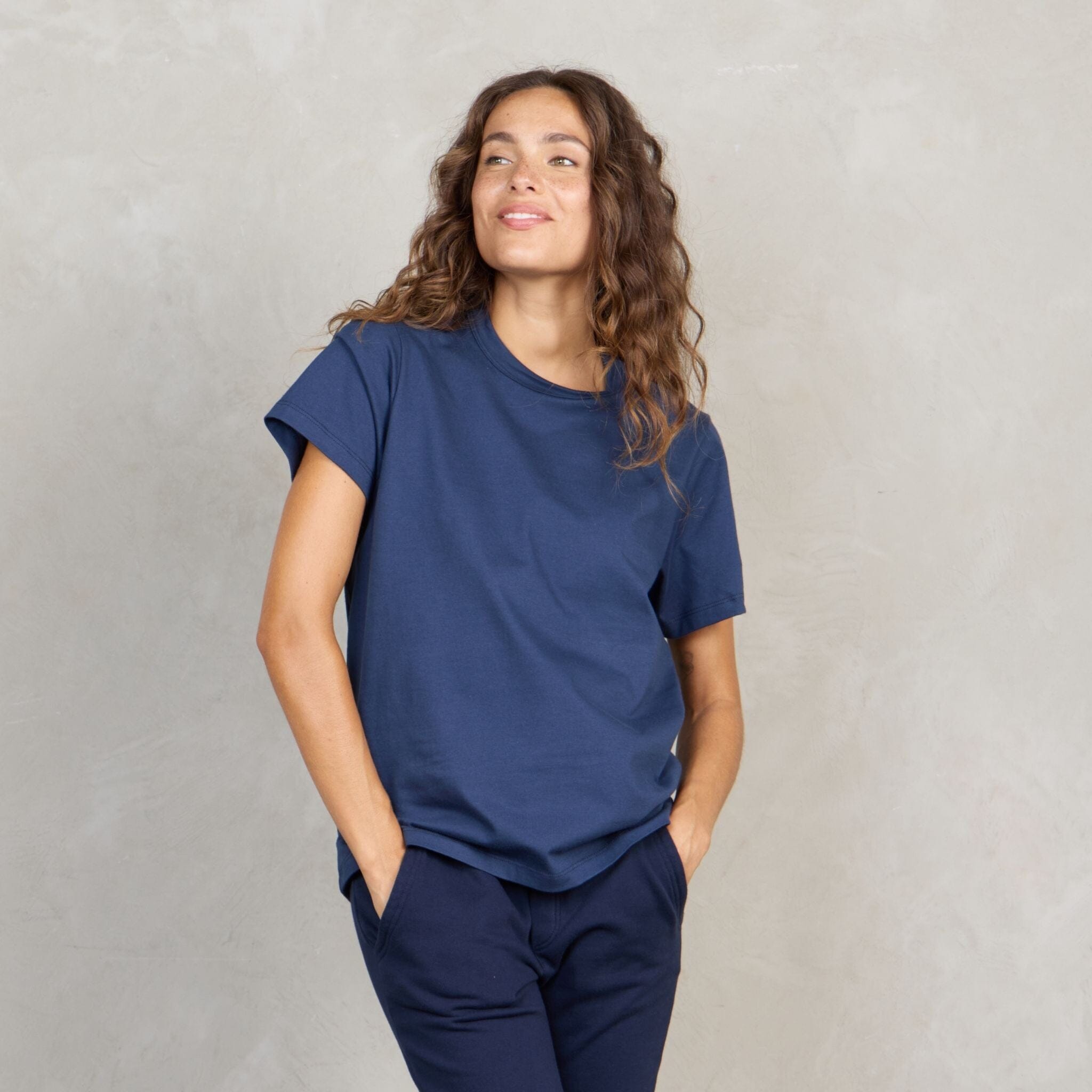 Boyfriend Organic Cotton Tee Navy Tee Shirt Organic Crew 