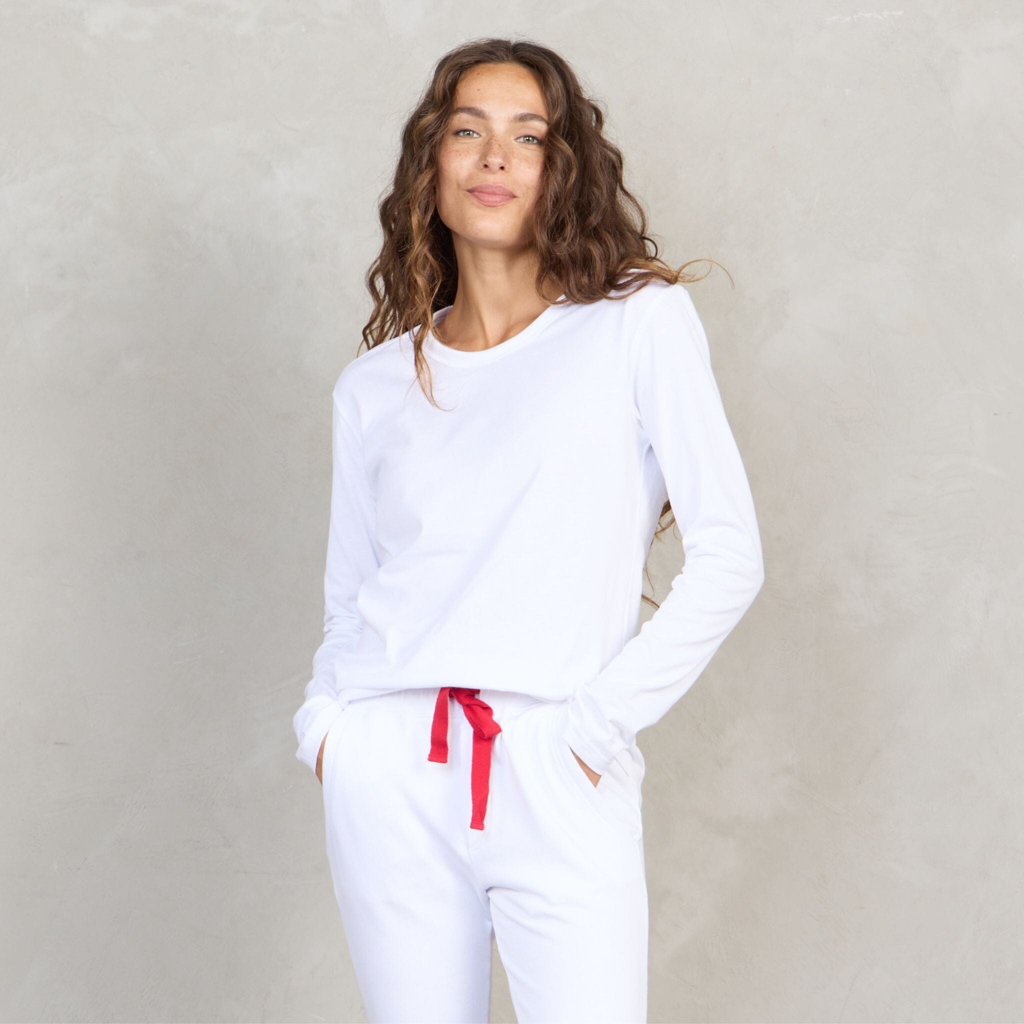 Lily Organic Cotton Long Sleeve Tee White l/s tee Organic Crew 