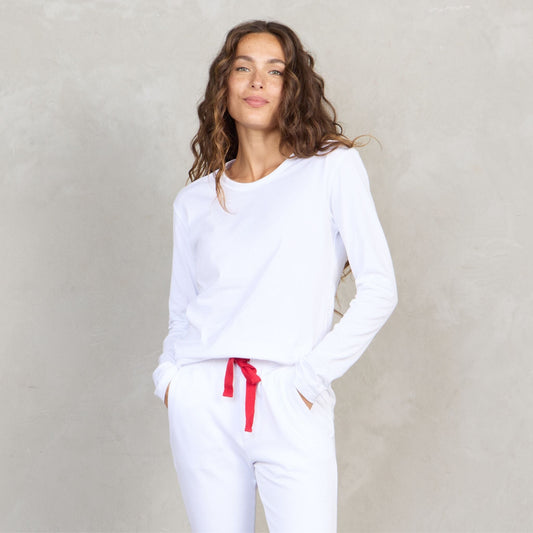 Lily Organic Cotton Long Sleeve Tee White l/s tee Organic Crew