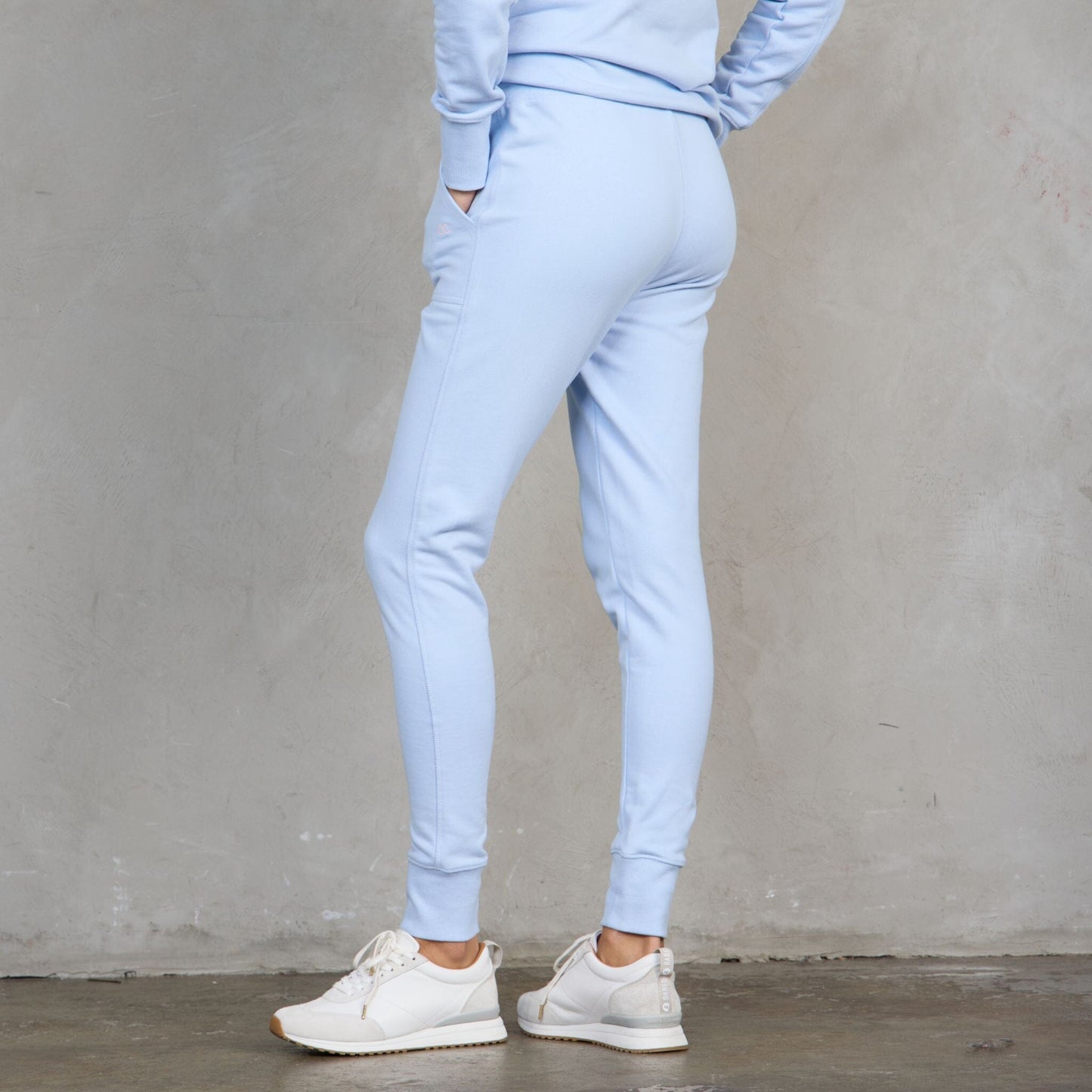 Chloe Organic Cotton Lux Touch Jogger Baby Blue pants Organic Crew 