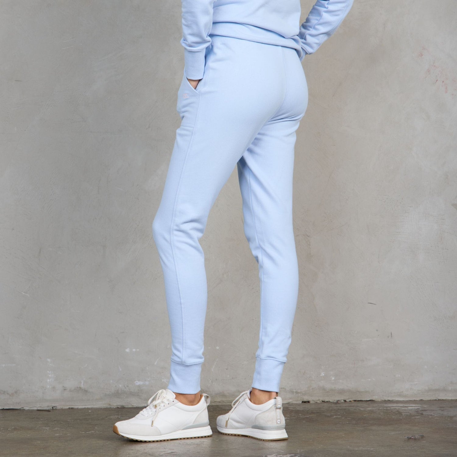 Chloe Organic Cotton Lux Touch Jogger Baby Blue pants Organic Crew 