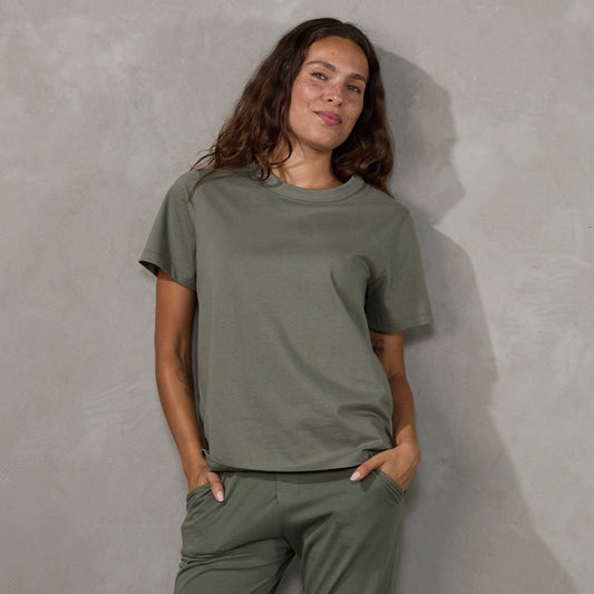 Boyfriend Tee Khaki Tee Shirt Organic Crew