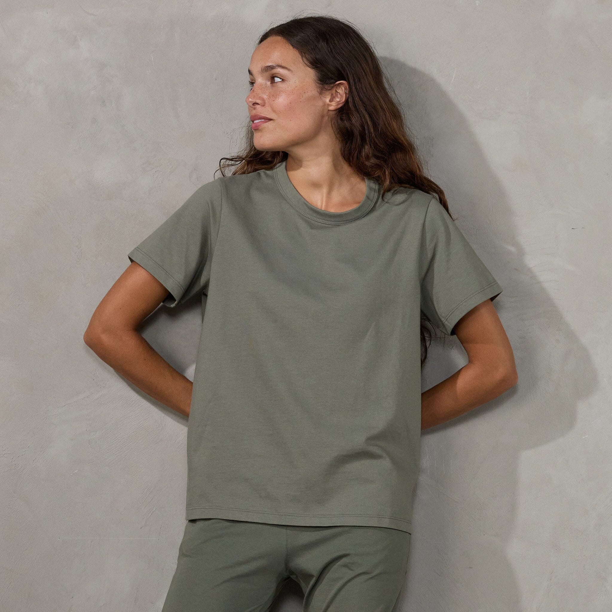 Boyfriend Tee Khaki Tee Shirt Organic Crew 