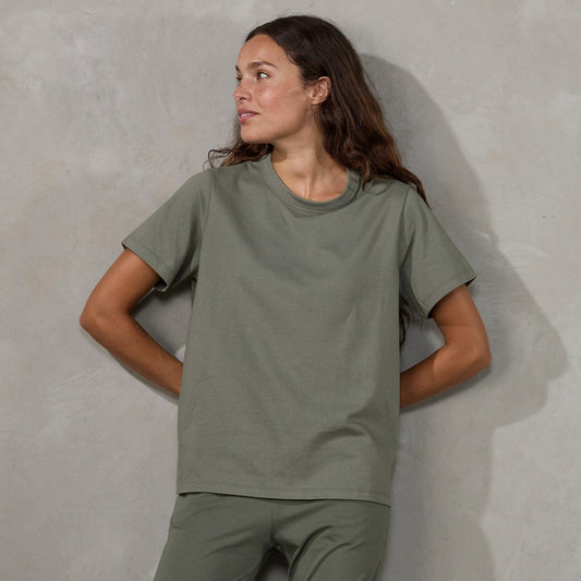 Boyfriend Tee Khaki Tee Shirt Organic Crew