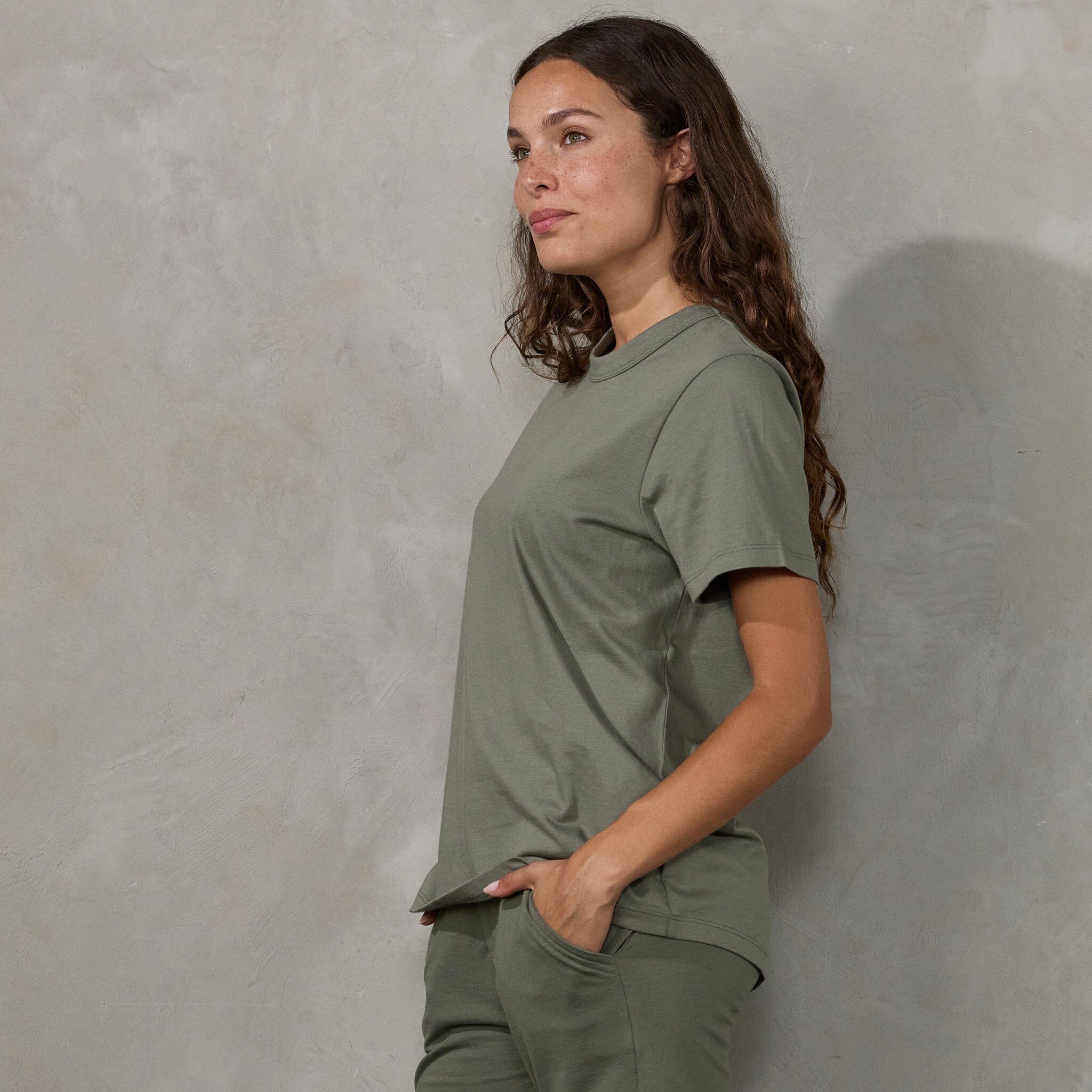 Boyfriend Tee Khaki Tee Shirt Organic Crew 