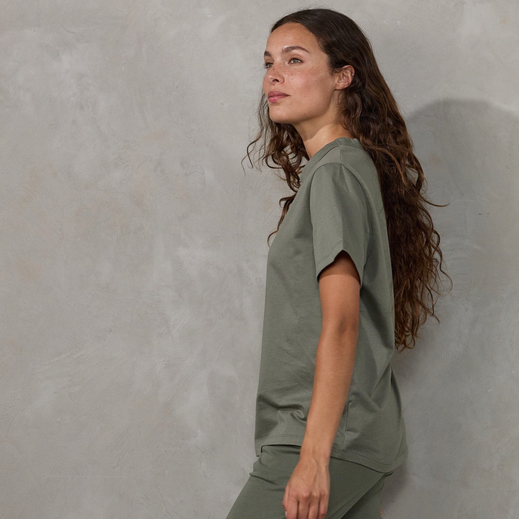 Boyfriend Tee Khaki Tee Shirt Organic Crew 