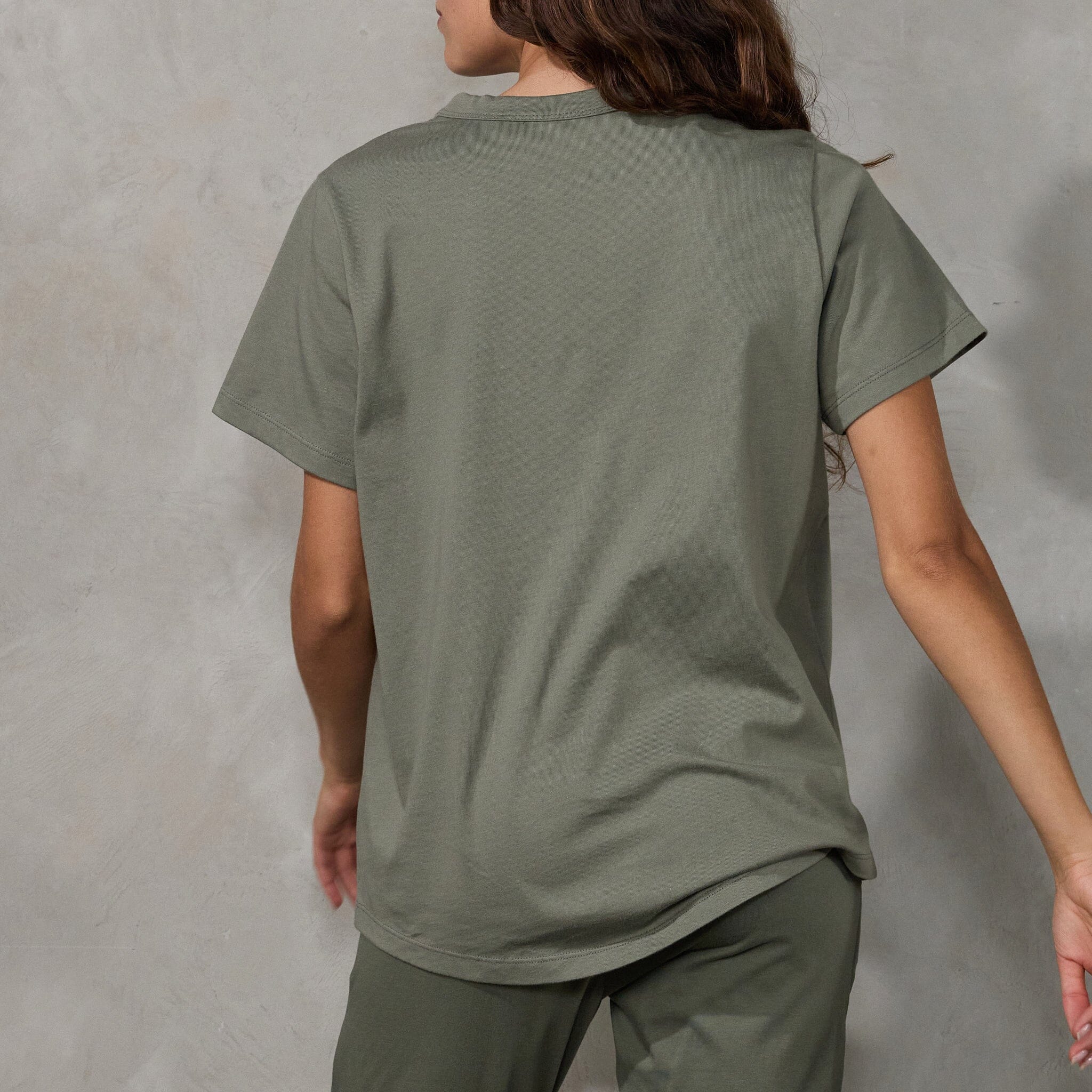 Boyfriend Tee Khaki Tee Shirt Organic Crew 