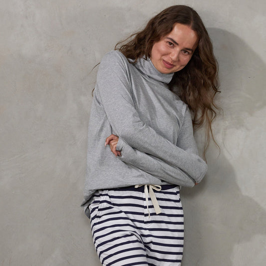Luna Skivvy Grey Marle skivvy Organic Crew