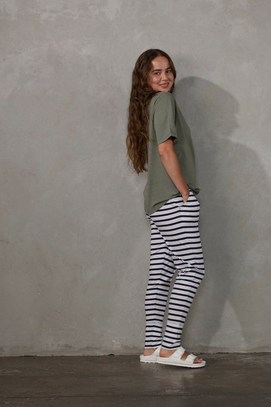 Lounge Pant Navy/White stripe pants Organic Crew 