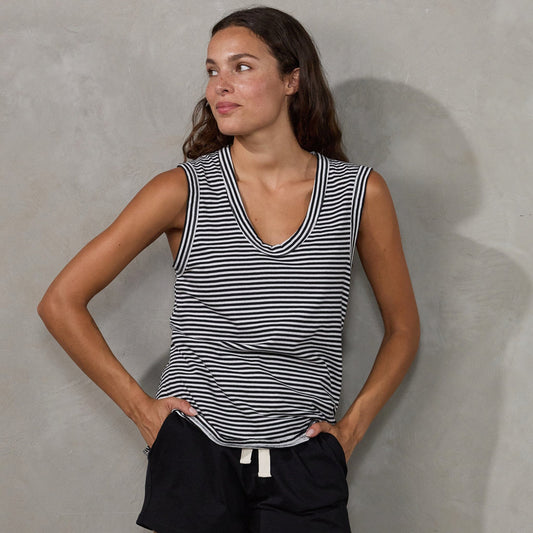 Perfecto Tank Fine Stripe Tank Organic Crew