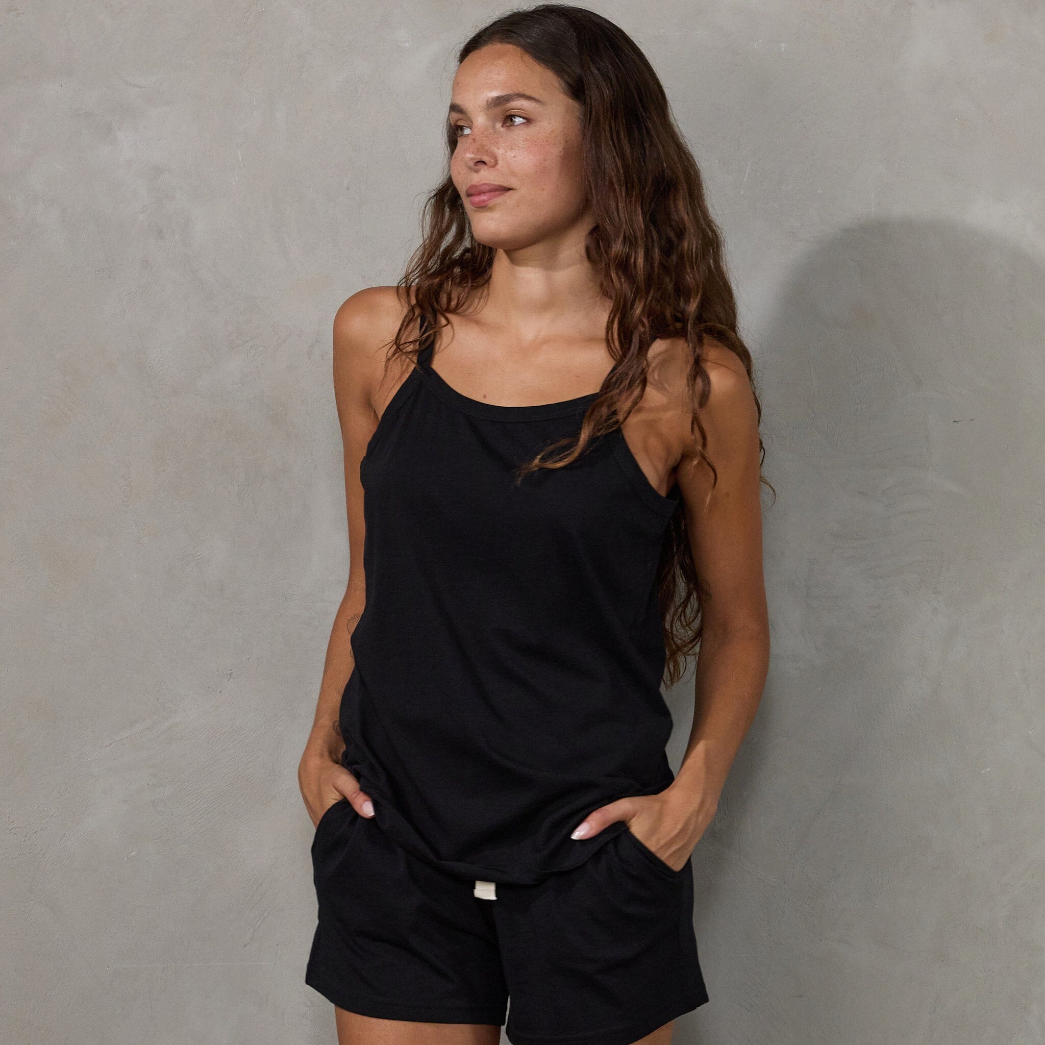 Spindrift Singlet Black Tank Organic Crew 