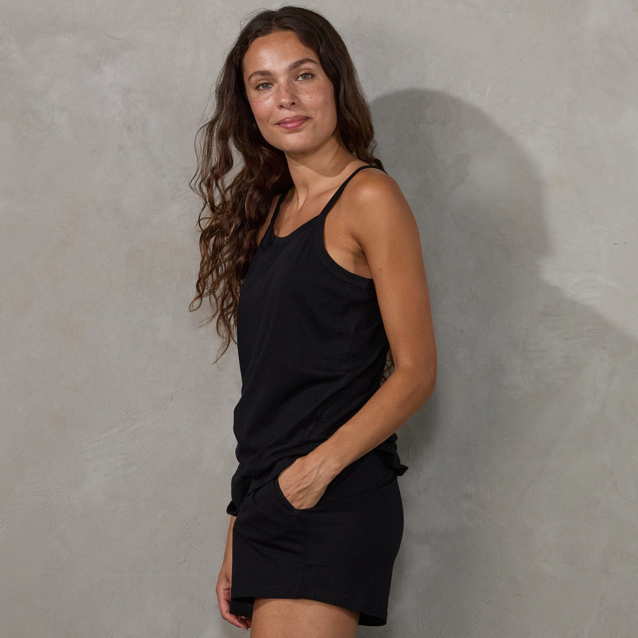 Spindrift Singlet Black Tank Organic Crew 