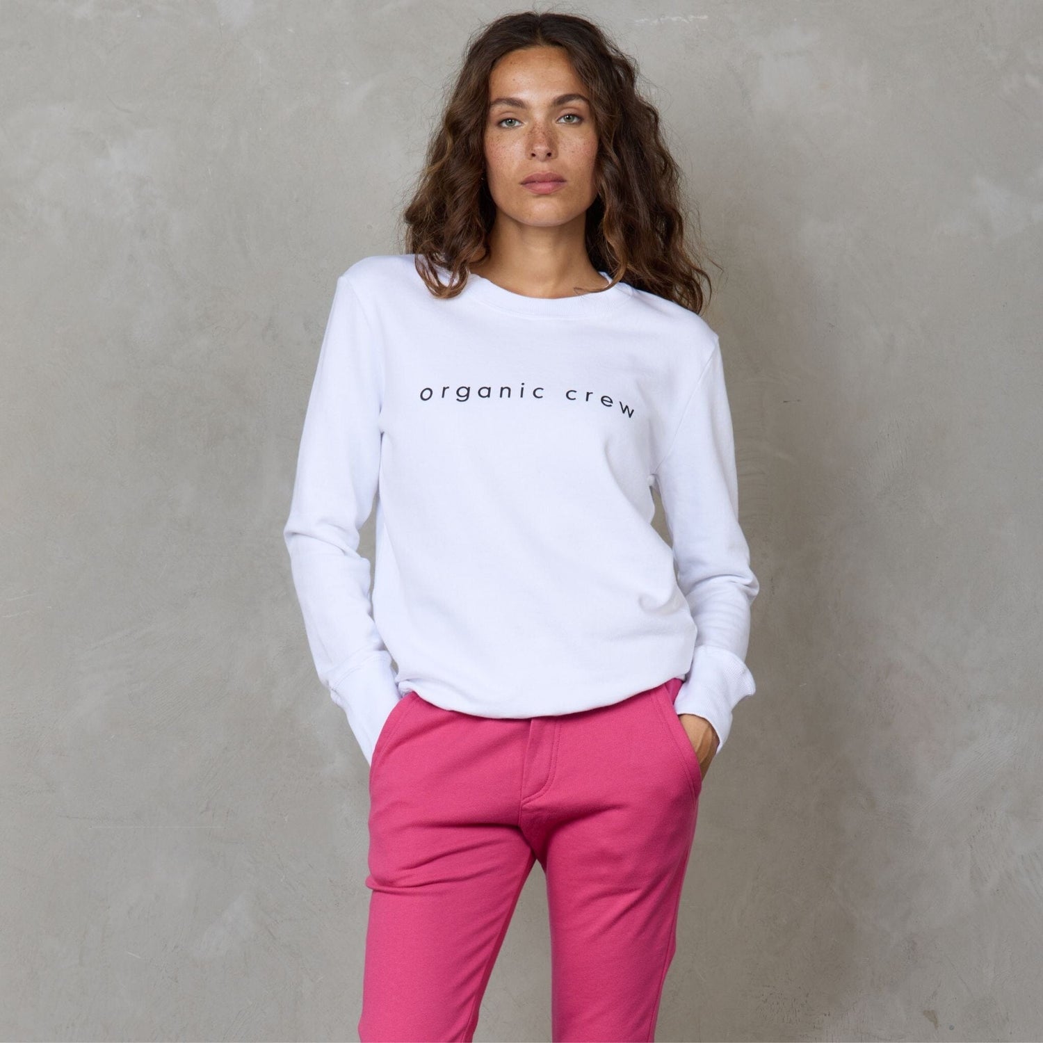 Boyfriend Organic Cotton Sweater Logo White Sweater Organic Crew 