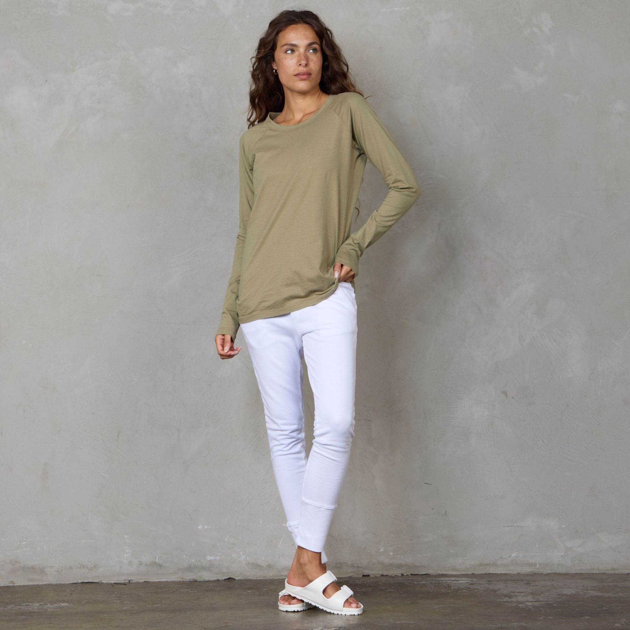 Layer Me Long Sleeve Organic Cotton Tee Khaki l/s tee Organic Crew 