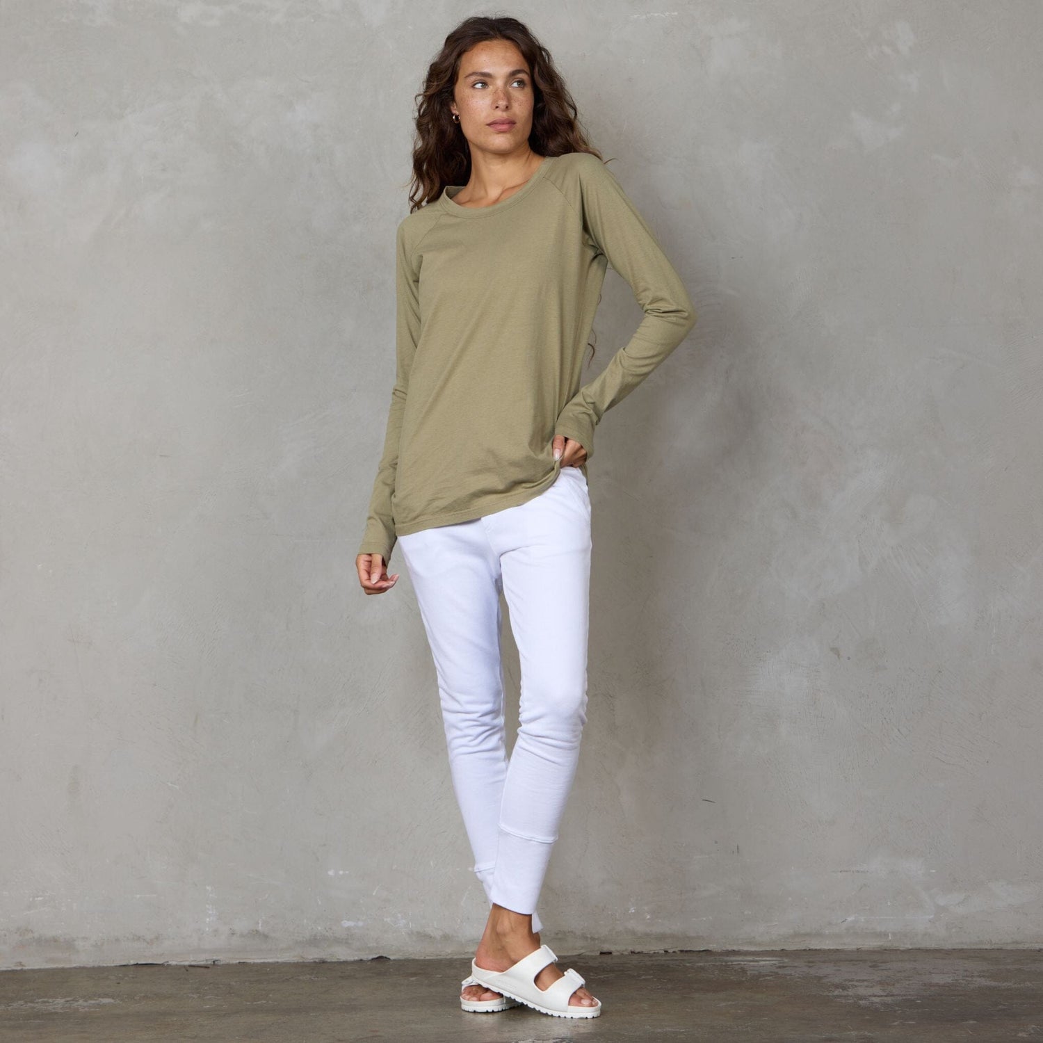 Layer Me Long Sleeve Organic Cotton Tee Khaki l/s tee Organic Crew 